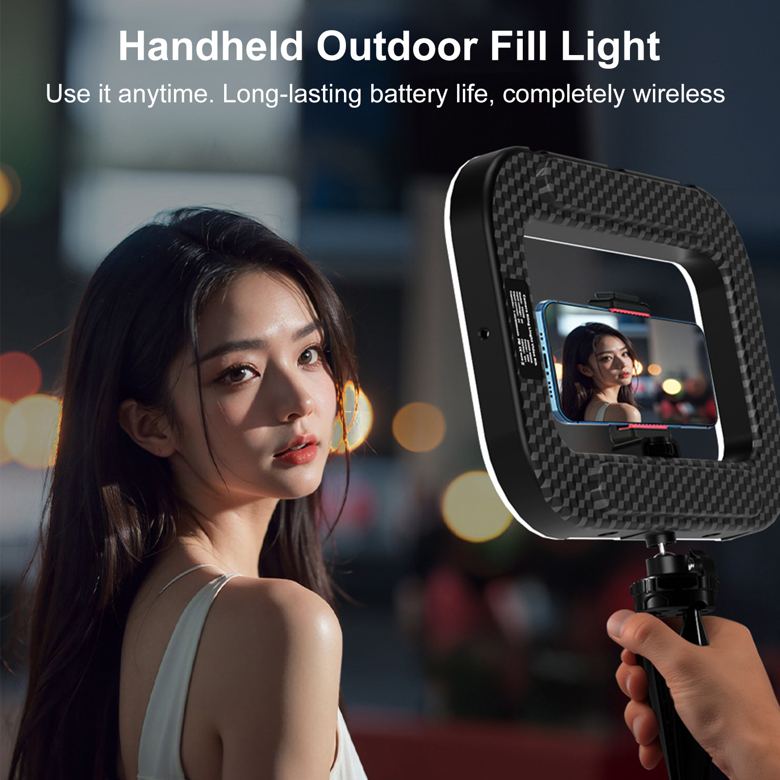 Photography Lighting Circle - ضوء هاتف محمول قابل لإعادة الشحن