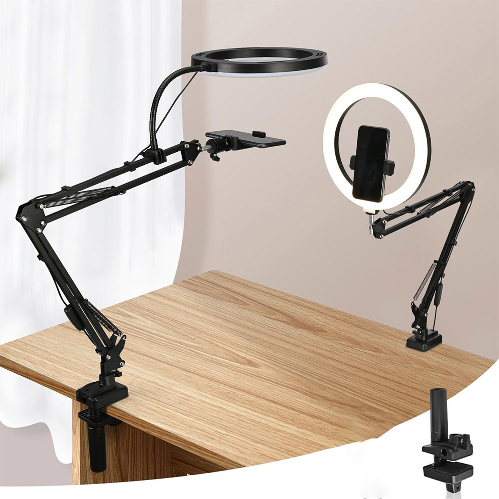 Photography Lighting Circle - ضوء حلقة مع حامل وحامل هاتف،