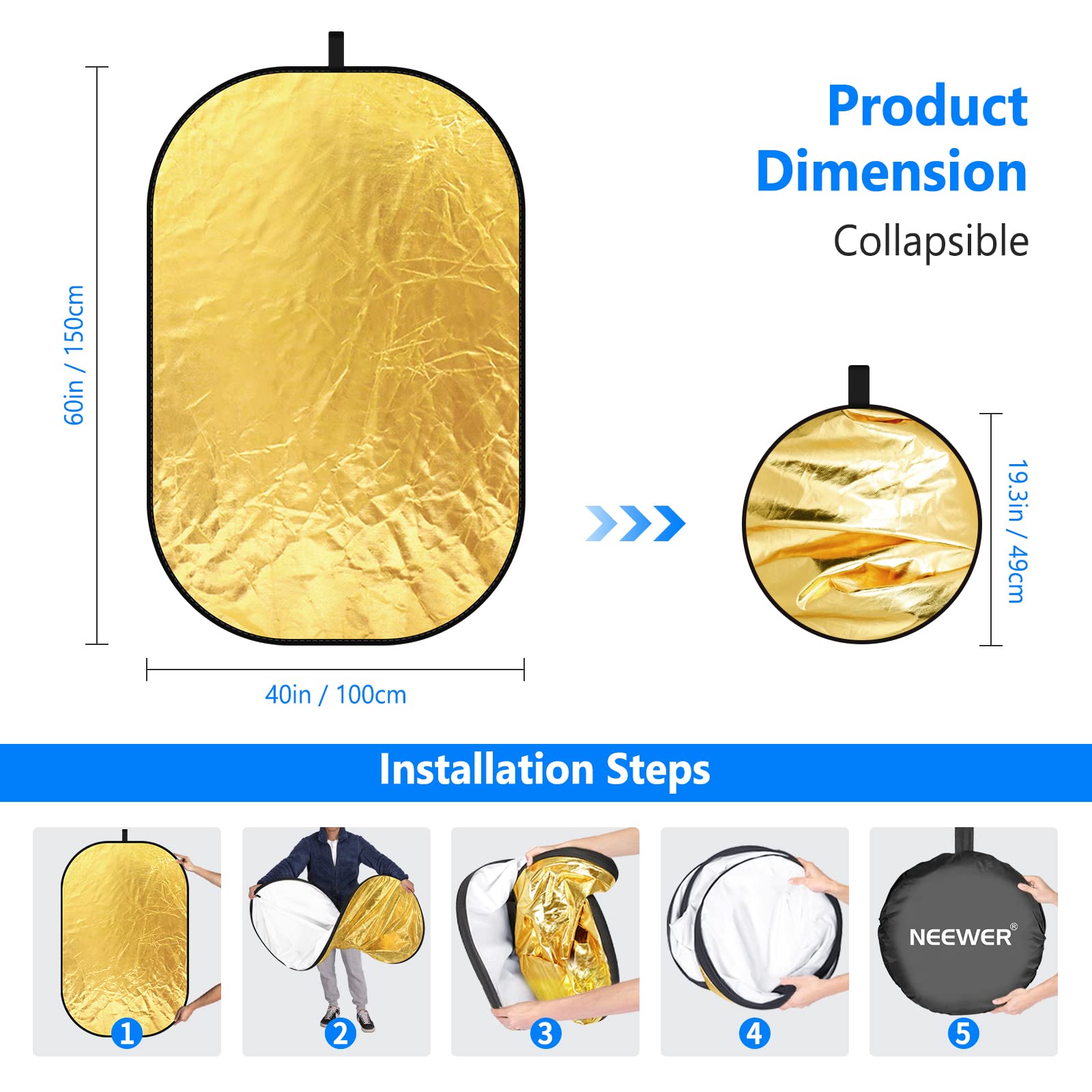 NEEWER عاكسات الضوء للتصوير ال - مراجعة Reflector Disc Silver وسعره