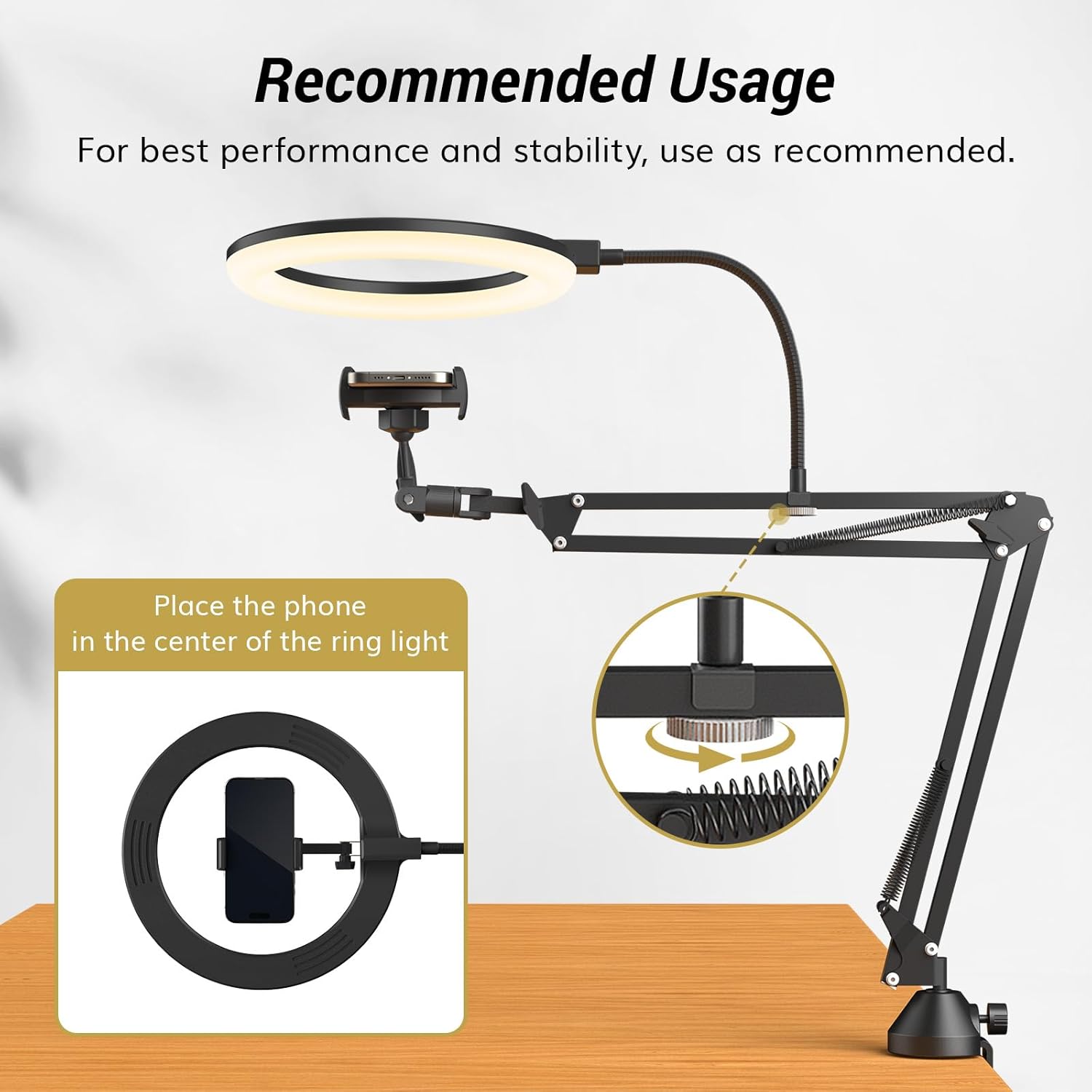 ضوء حلقة مع حامل وحامل هاتف، ض - مراجعة Photography Lighting Circle وسعره
