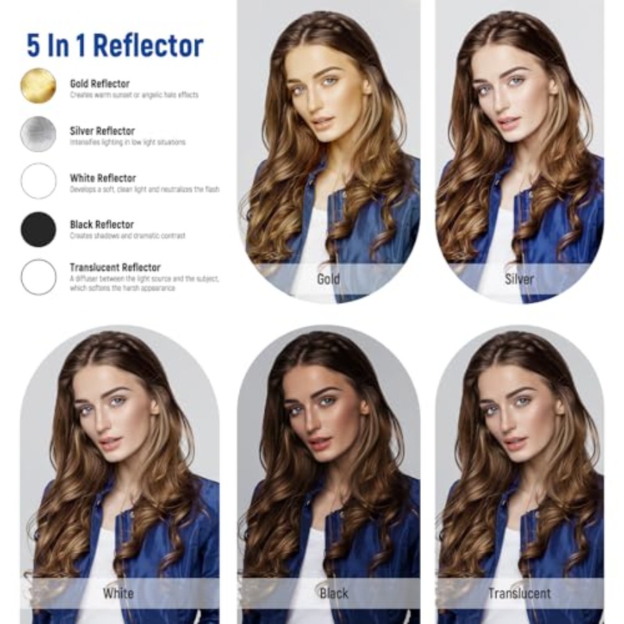 عاكس ضوء قابل للطي 5 في 1 مقاس - مراجعة Reflector Disc Silver وسعره