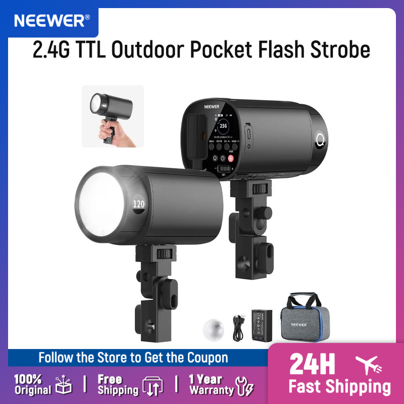 فلاش خارجي NEEWER بقوة 120 واط - مراجعة Portable Strobe Monolight وسعره