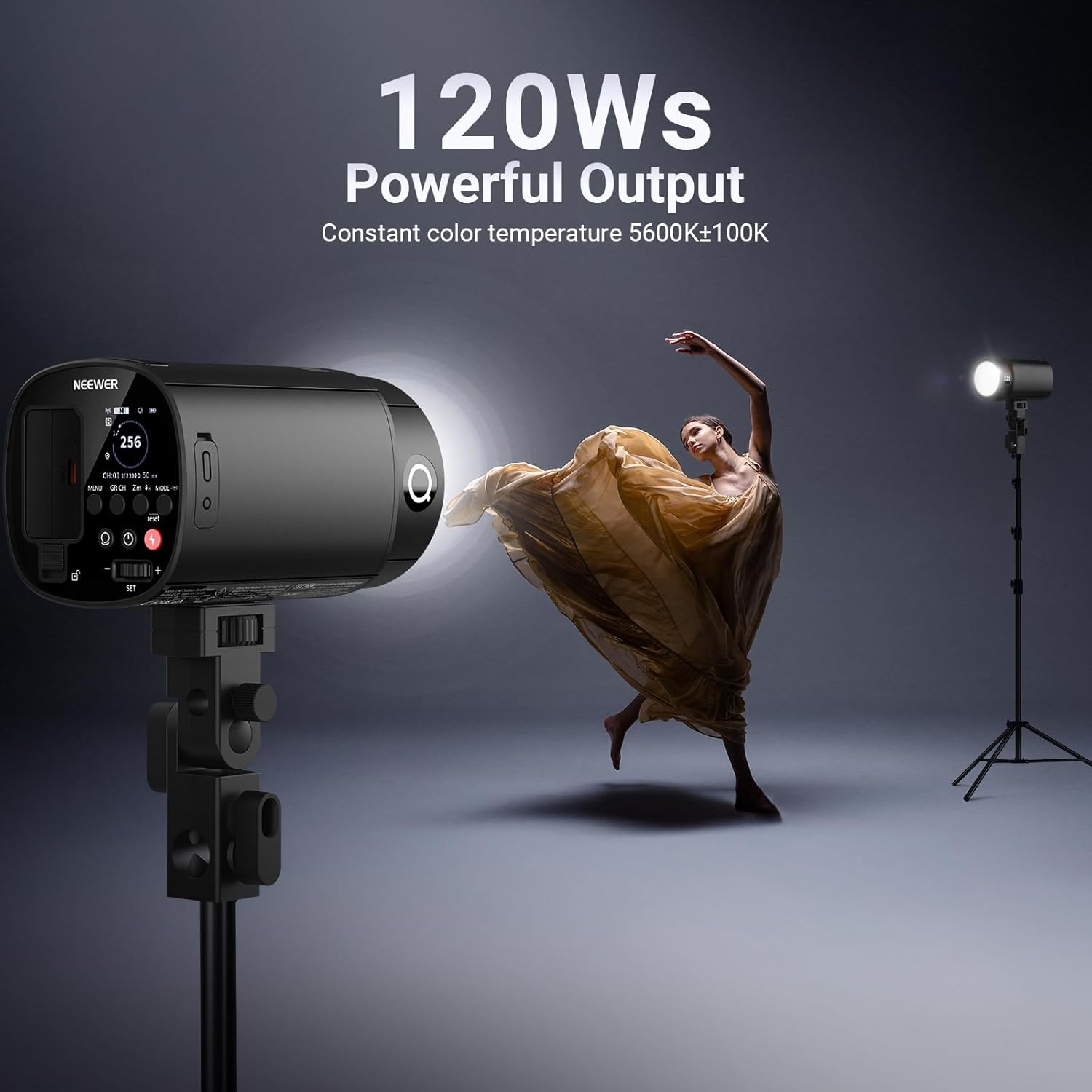 فلاش خارجي NEEWER بقوة 120 واط - مراجعة Portable Strobe Monolight وسعره